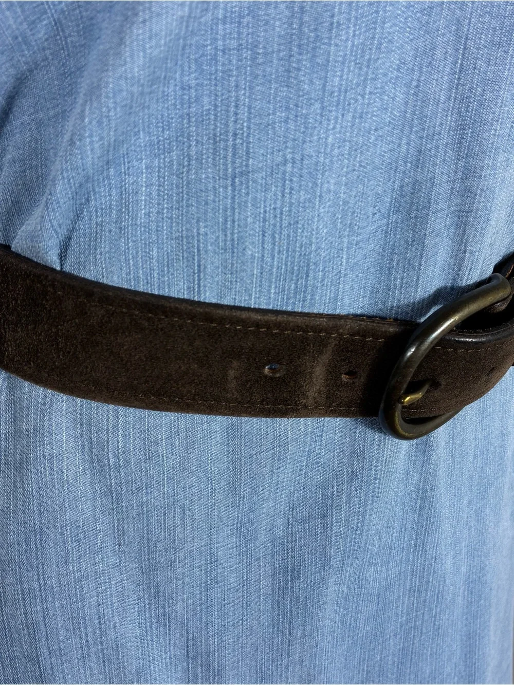 Womens belt J Crew Sz S genuine Italian leather chocolate brown suede